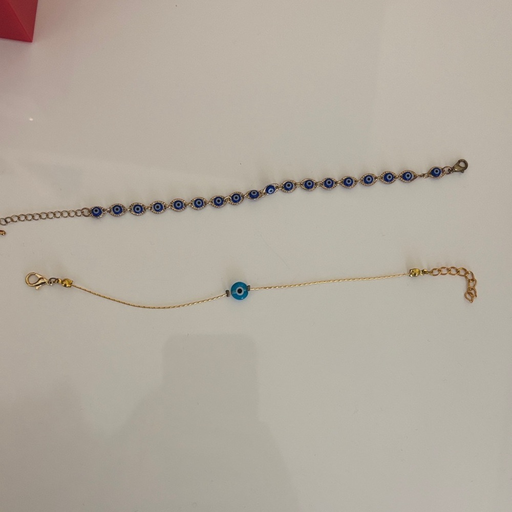 Evil Eye Bracelet Set in Blue and Gold